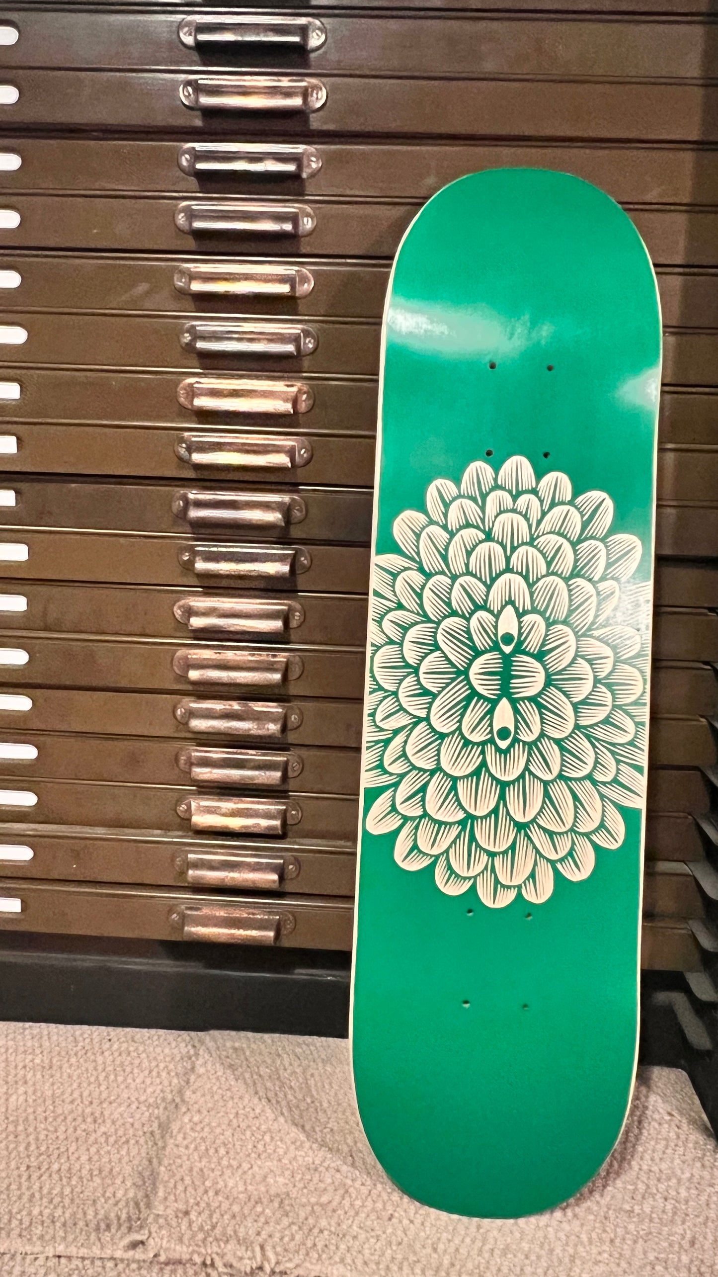 Hand-carved skateboard deck