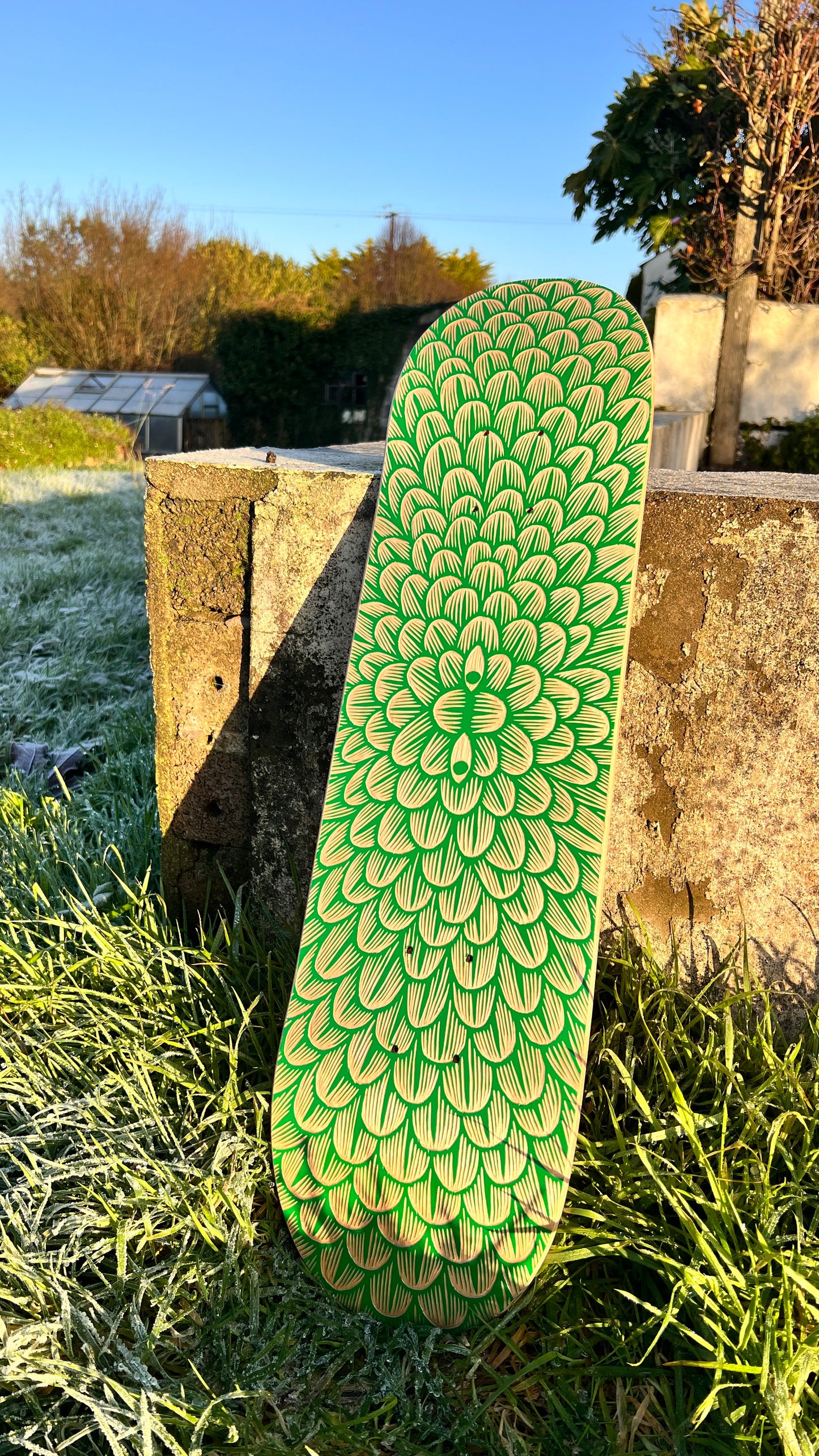 Hand-carved skateboard deck