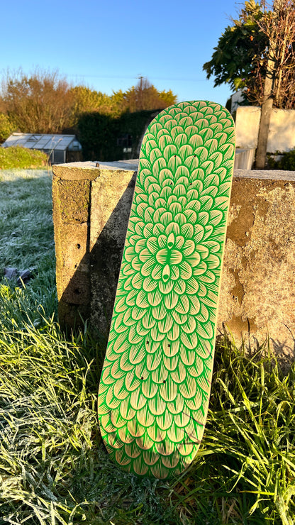 Hand-carved skateboard deck
